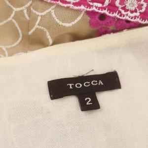 TOCCA ワンピース フラワー刺繍 ひざ丈 ノースリーブ 2 ベージュ