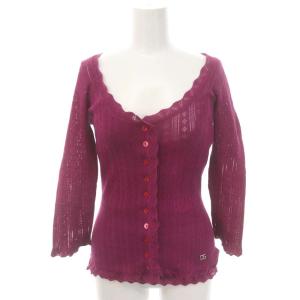 アンサンブル ニット カーディガン 七分袖 キャミソール 40 紫 パープル