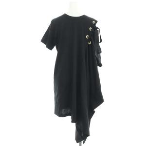 sacai アシンメトリー オーバーサイズ シャツ カットソー 半袖 プルオーバー コットン 2 M 黒 ブラック 19-04497