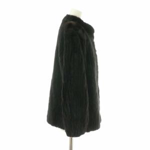 SAGA MINK 銀サガ ファーコート アウター 毛皮 ミンク ミドル 肩パッド 11 L 茶色 ブラウン