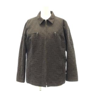 ブルゾン ジップジャケット Bロゴ総柄 大きいサイズ 総裏地 13 茶色 ブラウン 黒 ブラック