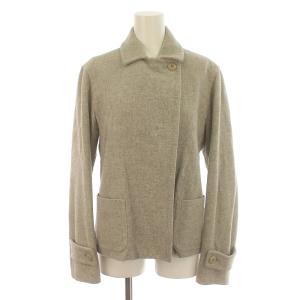 白タグ ステンカラーコート ショート ダブル ウール カシミヤ混 背抜き 36 S グレー