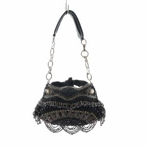 JAMIN PUECH ミニハンドバッグ リボン ビーズ 装飾 ビジュー ラインストーン 黒 ブラック GY19