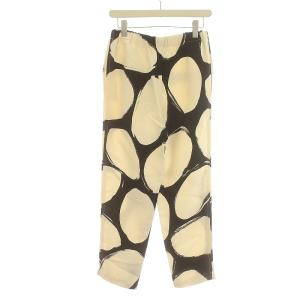 MARNI 20SS イージーパンツ ストレート 総柄 ウエストゴム バイカラー 40 M アイボリー 黒 ブラック PAMAO14A02