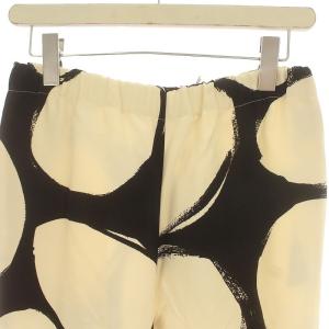 MARNI 20SS イージーパンツ ストレート 総柄 ウエストゴム バイカラー 40 M アイボリー 黒 ブラック PAMAO14A02