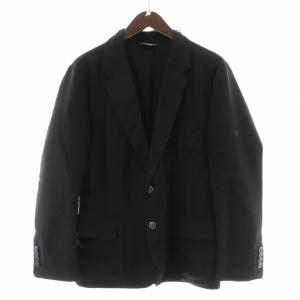 イタリア製 テーラードジャケット センターベント 2B シルク ステッチ 48 M 黒 ブラック GY19