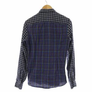 DOLCE&GABBANA SICILY シシリー ウエスタンシャツ 長袖 チェック柄 切替 クレイジーパターン 37 青 ブルー マルチカラー