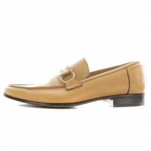 Salvatore Ferragamo ビジネスシューズ ローファー レザー ラウンドトゥ ガンチーニ ゴールド金具 7.5 25.5cm ベージュ