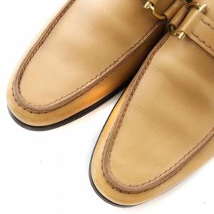 Salvatore Ferragamo ビジネスシューズ ローファー レザー ラウンドトゥ ガンチーニ ゴールド金具 7.5 25.5cm ベージュ