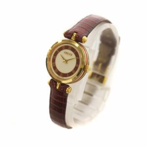 GUCCI 腕時計 ウォッチ クォーツ 白文字盤 シェリーライン レザーベルト ロゴ ゴールド色 赤 レッド GY19