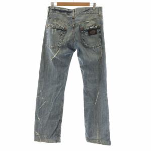 DOLCE&GABBANA CLASSIC16 デニムパンツ ジーンズ クラッシュ ダメージ加工 ロゴプレート 44 S 青 ブルー GY19