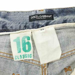 DOLCE&GABBANA CLASSIC16 デニムパンツ ジーンズ クラッシュ ダメージ加工 ロゴプレート 44 S 青 ブルー GY19