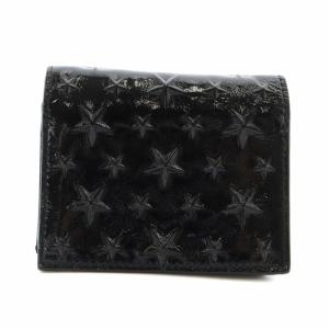 JIMMY CHOO 二つ折り 財布 スター エンボス エナメル 星 レザー 黒 ブラック