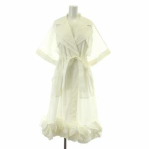 23SS 裾フリルシャツワンピ 半袖 ロング インナー付き 36 S 白 ホワイト 0301-550-231