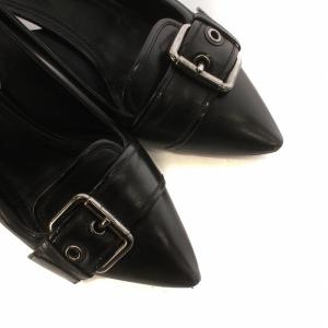 LOUIS VUITTON パンプス バックストラップ ポインテッドトゥ ピンヒール レザー ベルトデザイン 36.5 23.5cm 黒 ブラック GY99