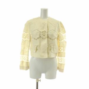 DOLCE&GABBANA セットアップ 上下 ノーカラージャケット タイトスカート ひざ丈 ジップフライ レース 花柄 38 S