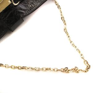 JIMMY CHOO 2WAY チェーンショルダー バッグ クラッチ パテント レザー ゴールド金具 黒 ブラック GY99