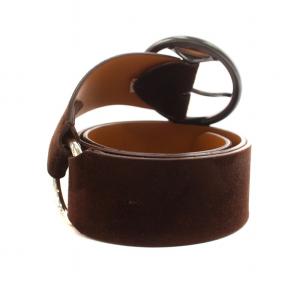 RALPH LAUREN ベルト ハトメ ロゴ スエード レザー リング M 茶 ブラウン GY99