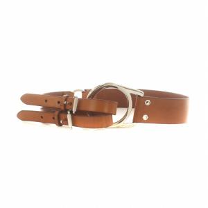 RALPH LAUREN トライストラップ Oリング レザー ベルト ハトメ 茶 ブラウン GY99