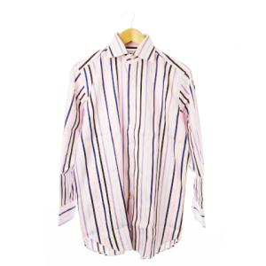 シャツ ワイシャツ Yシャツ 長袖 コットン ストライプ 40 M ピンク /CK11 GY12