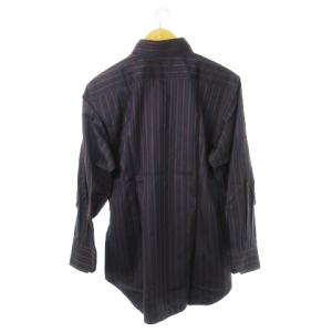 ETRO シャツ ワイシャツ Yシャツ 長袖 コットン ストライプ マルチカラー 43 L 紺 ネイビー 茶 ブラウン