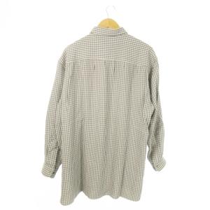 GIORGIO ARMANI 長袖シャツ 千鳥格子 チェック 総柄 とろみ感 43 XL ベージュ