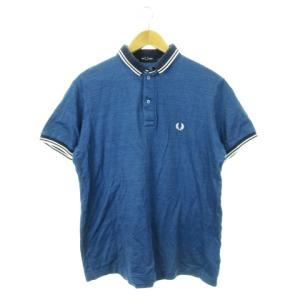 ポロシャツ 半袖 ロゴ刺繍 ライン XL 青 ブルー FZ1903 /AH5 GY12