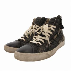 DIESEL スニーカー シューズ ハイカット デニム生地 ヴィンテージ加工 28cm 黒 ブラック /FF GY12