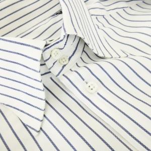 GIORGIO ARMANI シャツ ワイシャツ Yシャツ レギュラー 長袖 コットン ストライプ 大きいサイズ 44 XXL 青 ブルー