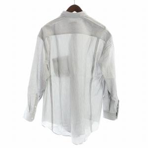 GIORGIO ARMANI ワイシャツ 長袖 ボタンダウン ストライプ ロゴ ネーム入 43 マルチカラー GY12 /MQ