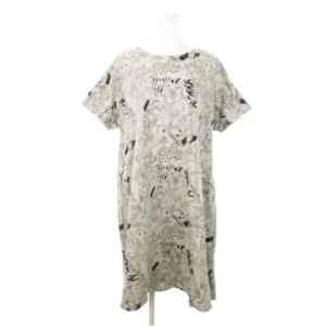 20th EMB Members Lil フレアワンピース ひざ丈 半袖 アニマル刺繍 総柄 グレー 03BM065032