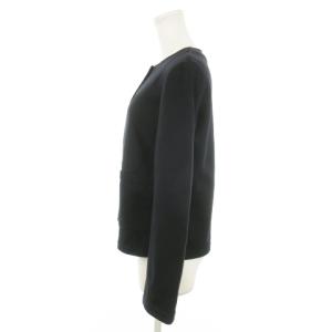 BLUE LABEL CRESTBRIDGE ノーカラージャケット ストレッチ 金ボタン 裏チェック 38 M 黒 ブラック