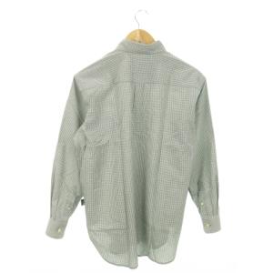 THE NORTH FACE シャツ ボタンダウン 長袖 ギンガムチェック 総柄 ワンポイント ロゴ アウトドア M 緑 グリーン /AO10