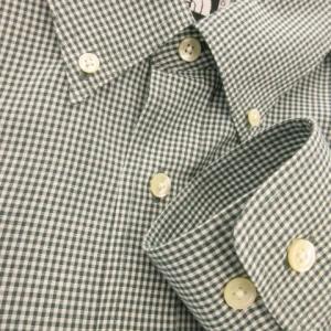 THE NORTH FACE シャツ ボタンダウン 長袖 ギンガムチェック 総柄 ワンポイント ロゴ アウトドア M 緑 グリーン /AO10