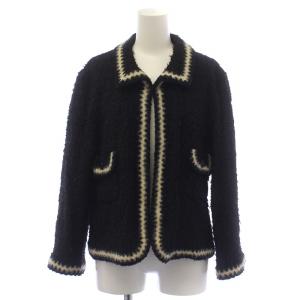 98A ヴィンテージ ツイード ジャケット ココマークボタン モヘア混 42 ブラック