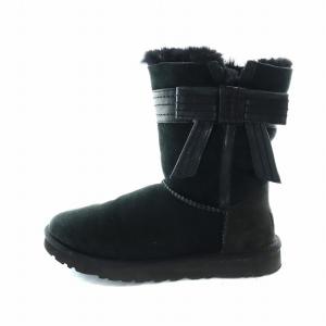 ジョゼット JOSETTE ムートンブーツ ミドル リボン ロゴ US8 25cm 黒 ブラック 1003174