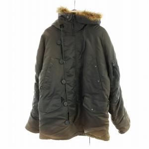 N-3B フライトジャケット 中綿ジャケット フード付き 長袖 ジップアップ ミドル ロゴ M グレー