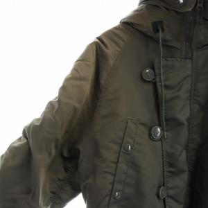 ALPHA INDUSTRIES N-3B フライトジャケット 中綿ジャケット フード付き 長袖 ジップアップ ミドル ロゴ M グレー