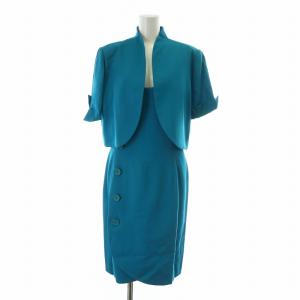 セットアップ 上下 ジャケット ショート丈 肩パッド ワンピース ノースリーブ ひざ丈 ウール 9 M