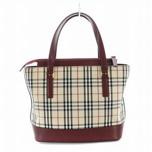 BURBERRY ハンドバッグ ノバチェック ベージュ レッド