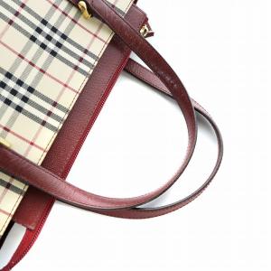 BURBERRY ハンドバッグ ノバチェック ベージュ レッド