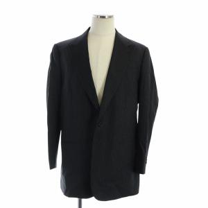 GIORGIO ARMANI スーツ セットアップ 上下 テーラードジャケット パンツ 長袖 総裏地 ストライプ 54 XXL チャコールグレー GY12