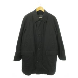 コート ステンカラー 中綿 ジップアップ ダウンライナー付き ノバチェック 防寒 L 黒 ブラック