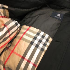 BURBERRY LONDON コート ステンカラー 中綿 ジップアップ ダウンライナー付き ノバチェック 防寒 L 黒 ブラック