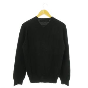 PLAY Comme des Garçons ニット セーター Vネック 長袖 ウール ワンポイント ロゴ M 黒 ブラック