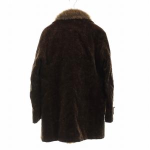 TORNADO MART Pコート ピーコート ロング フェイクムートン フェイクファー 総裏地 ダブル 裏地キルティング M 茶