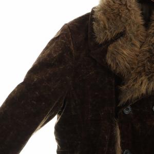 TORNADO MART Pコート ピーコート ロング フェイクムートン フェイクファー 総裏地 ダブル 裏地キルティング M 茶