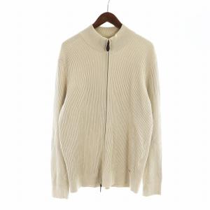 近年モデル ハイネックニット ジャケット 長袖 ジップアップ 絹 シルク ロゴ イタリア製 L ベージュ