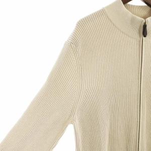 dunhill 近年モデル ハイネックニット ジャケット 長袖 ジップアップ 絹 シルク ロゴ イタリア製 L ベージュ