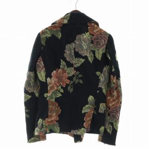 Y's テーラードジャケット ライダース風 長袖 総裏地 花柄 カットオフ 1 XS 黒 ブラック YF-J13-010